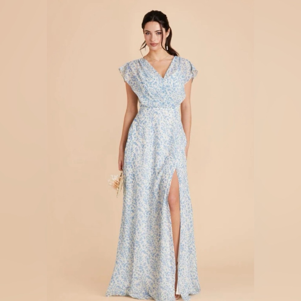 Birdy Grey Violet Maxi Dress Chiffon Dreamy Ditsy 1X Blue NWT Romantic Wedding